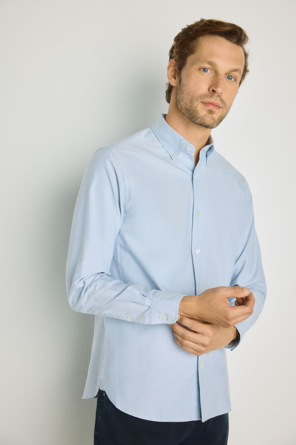 Pedro del Hierro Camisa lisa manga larga Azul Claro