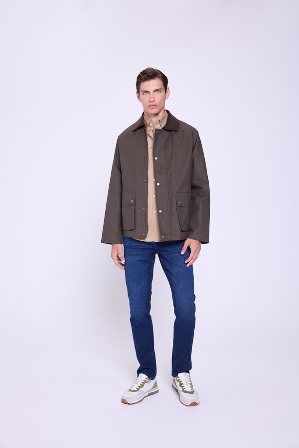 Milano Chaqueta Barbour Bolsillos Kaki Oscuro