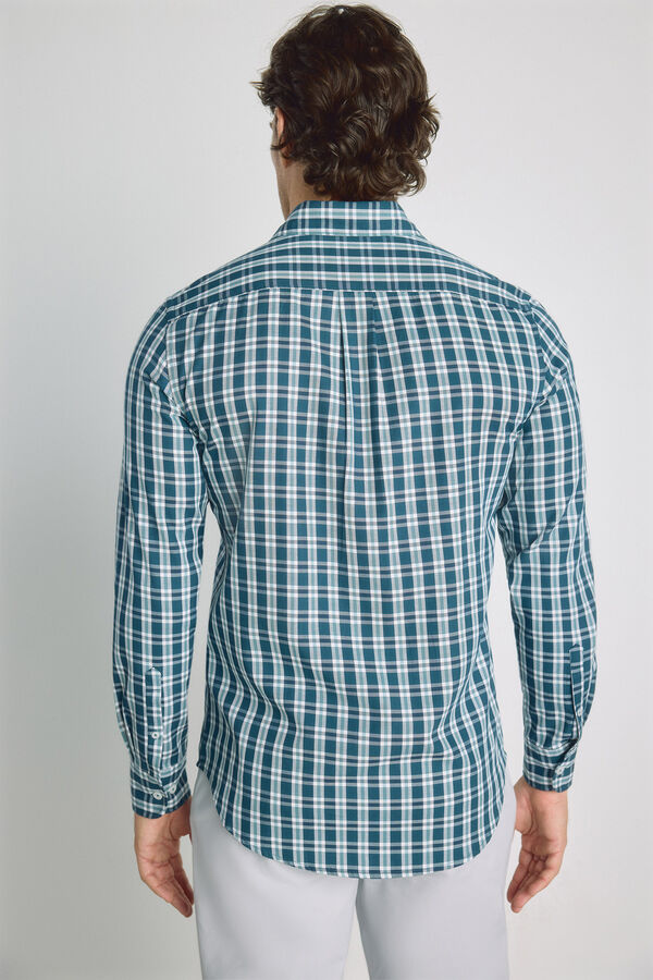 Milano Camisa cuadros manga larga Azul turquesa