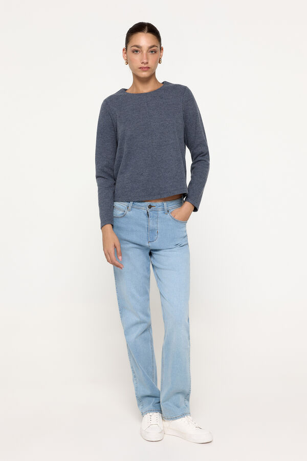 Milano Su&eacute;ter de manga comprida com toque suave e qualidade Marinho