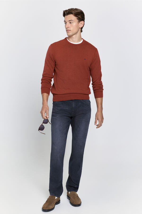 Milano Camisola básico de gola caixa Laranja