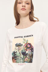 Milano Camiseta manga francesa estampado en frontal Marfil