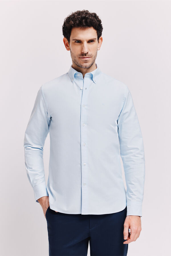 Pedro del Hierro Camisa lisa manga larga Azul Claro