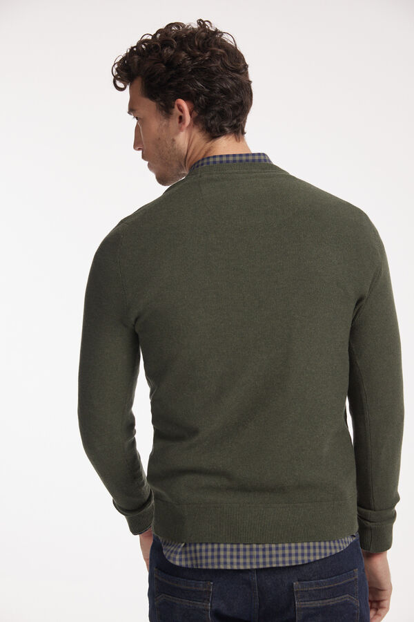Fifty Outlet Jersey cuello pico con microestructura Verde
