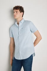 Milano Camisa de riscas de manga curta Azul claro