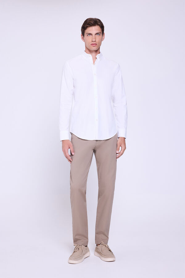 Springfield Camisa de sarja lisa Branco