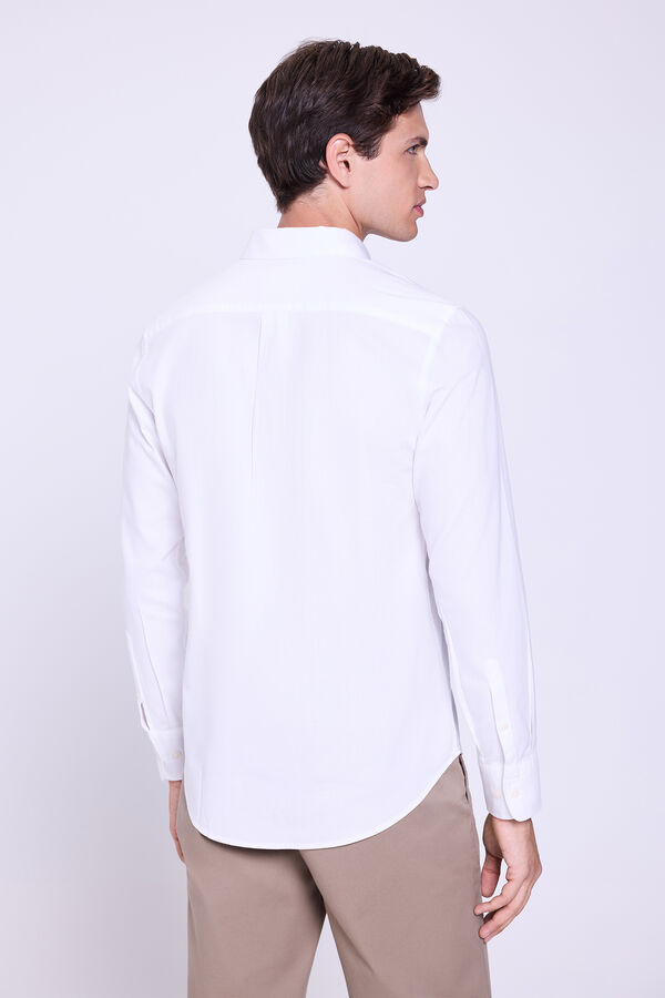 Springfield Camisa de sarja lisa Branco