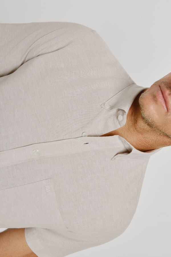 Pedro del Hierro Camisa lisa de manga curta Bege
