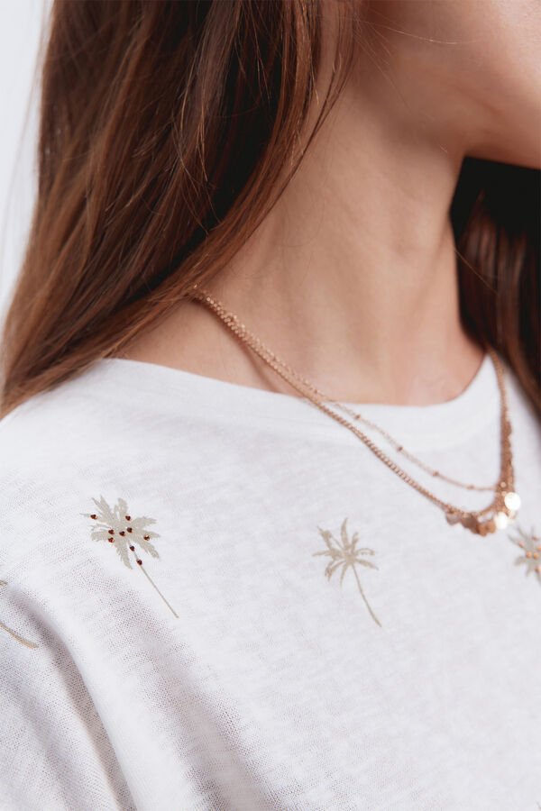 Milano Camiseta estampada con strass Marfil