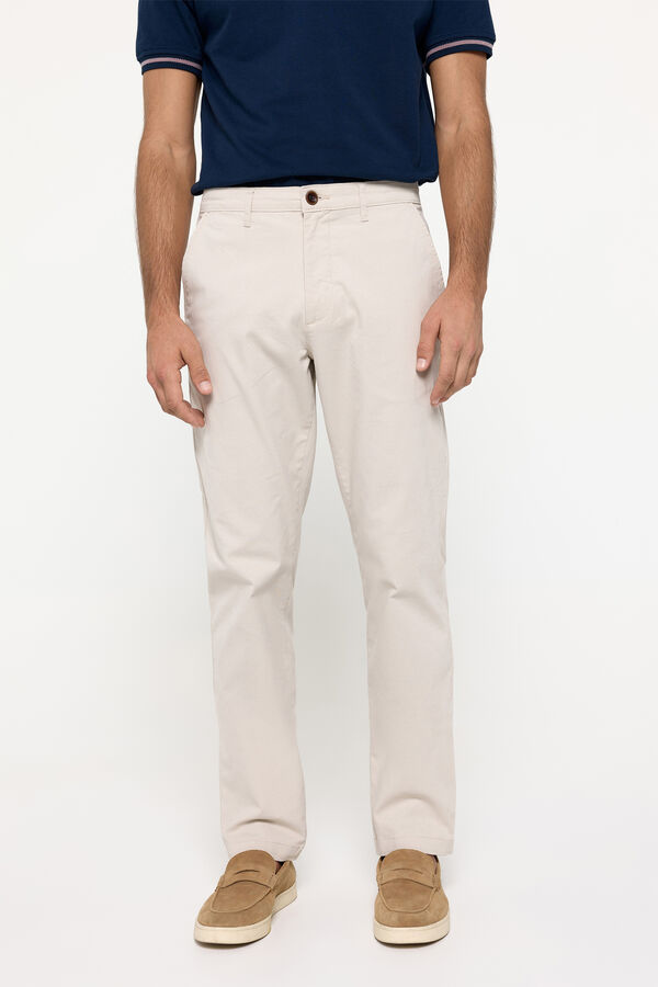 Fifty Outlet Pantalón chino slim liso Beige