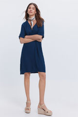 Milano Vestido curto de linho Azul