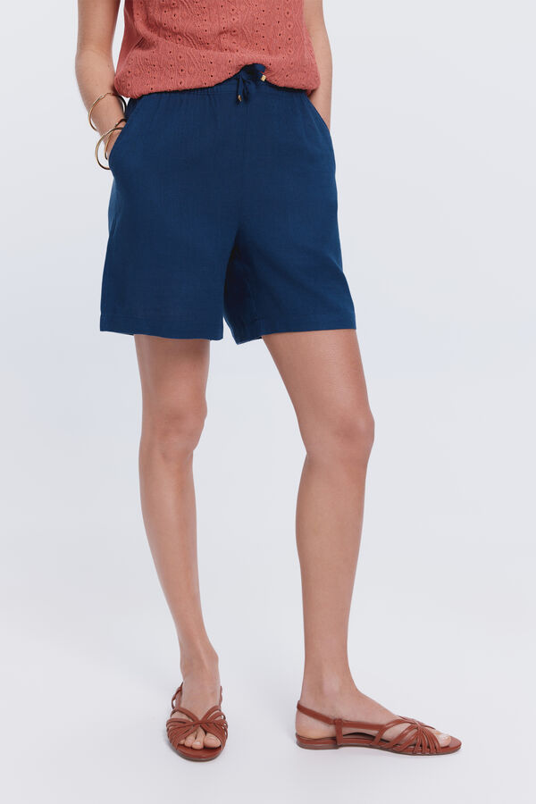 Milano Bermuda de linho Azul