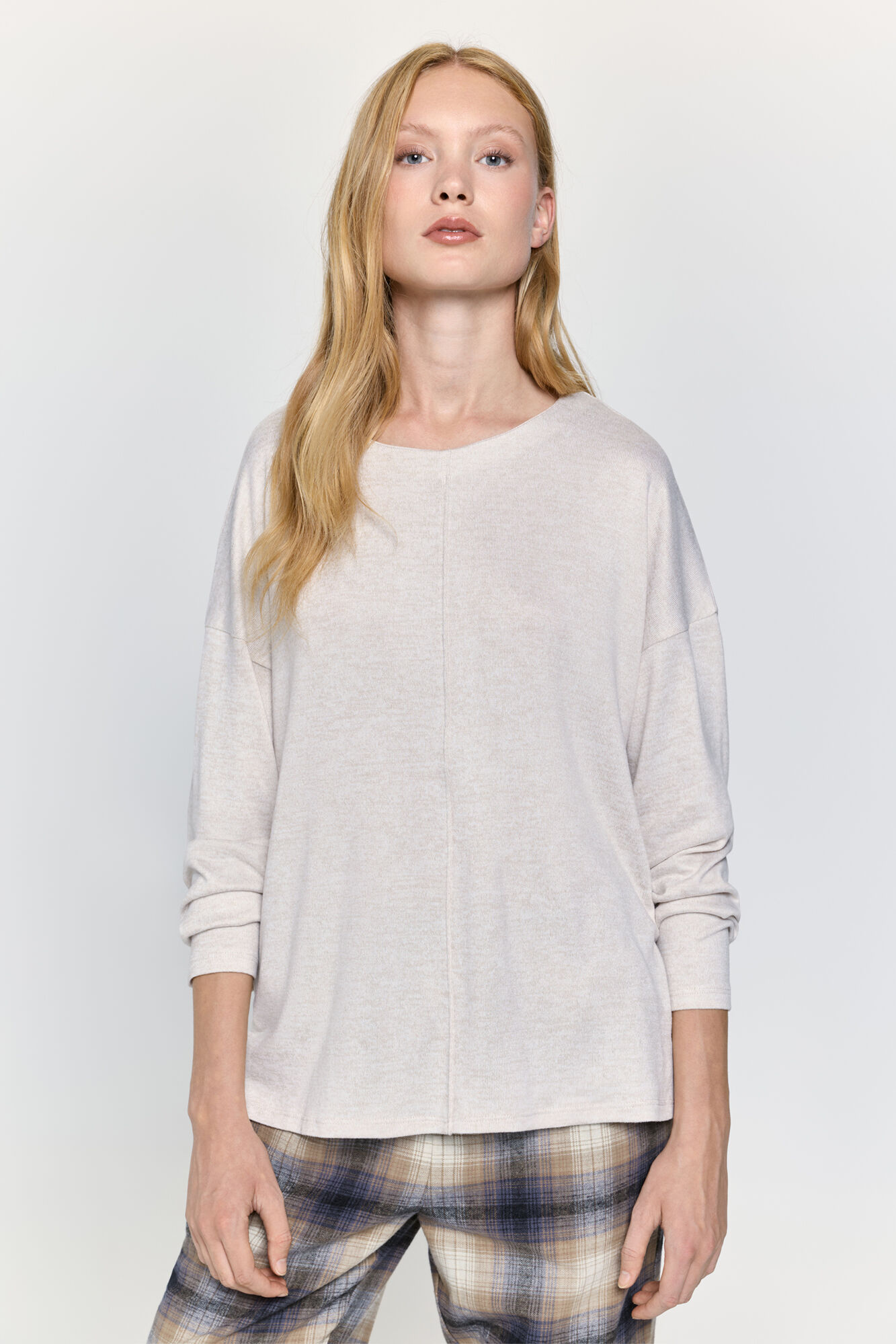 Milano Camiseta tacto suave manga larga cuello redondo