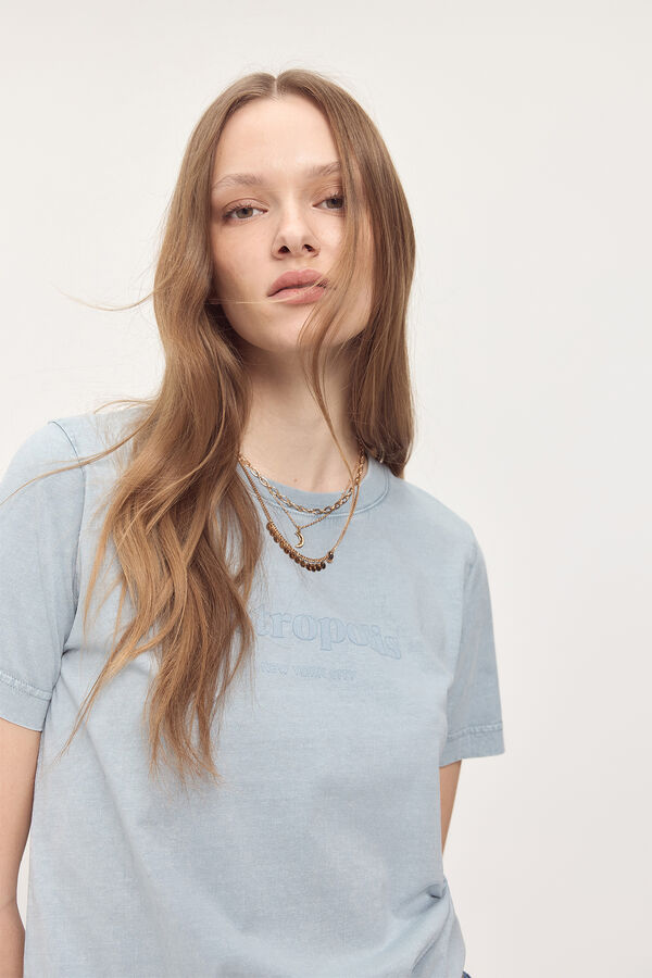 Milano T-shirt estampada com efeito lavado Azul