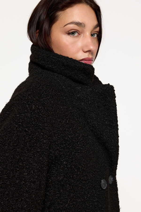 Milano Abrigo boucle doble botonadura con bolsillos de plastron Negro