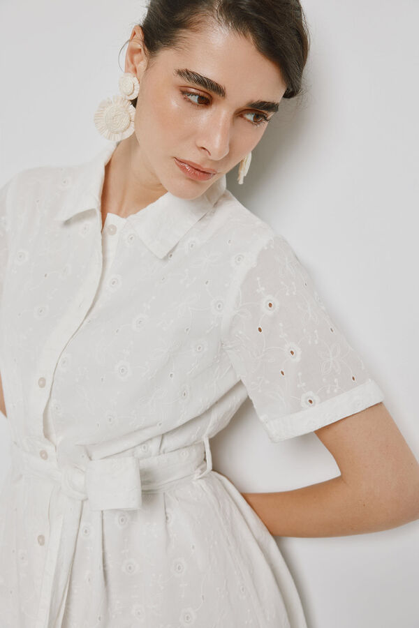 Milano Vestido denim escote pico Marfil