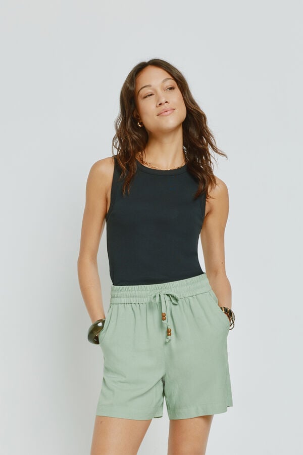 Milano Bermuda lisa con cinturilla el&aacute;stica Verde
