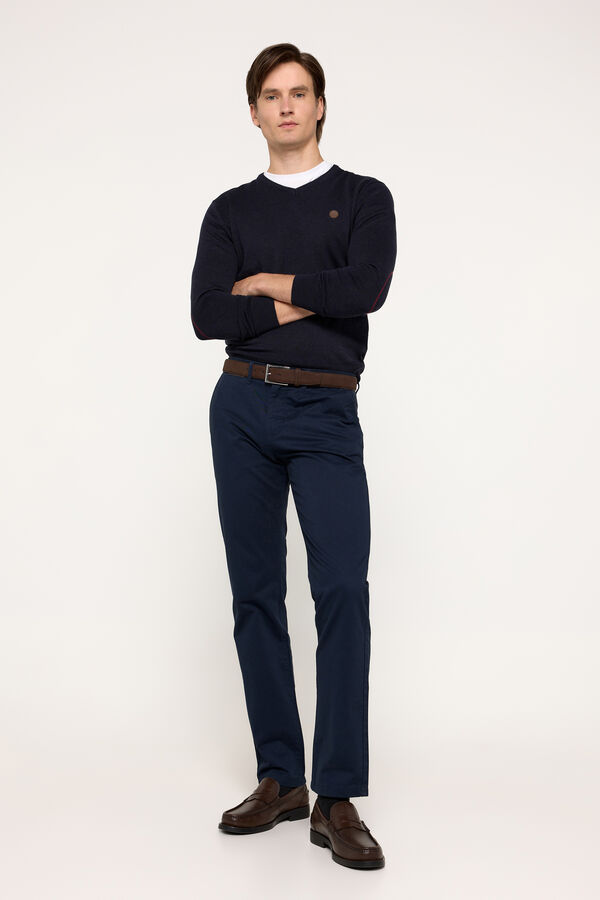 Milano Camisola com gola em bico com patch Marinho