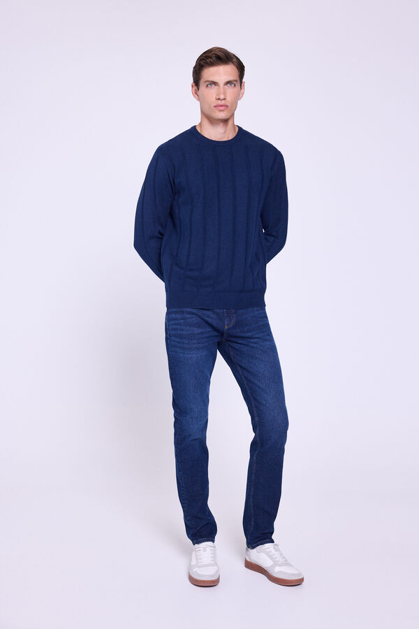 Milano Jersey Básico Rib Cuello Redondo Navy