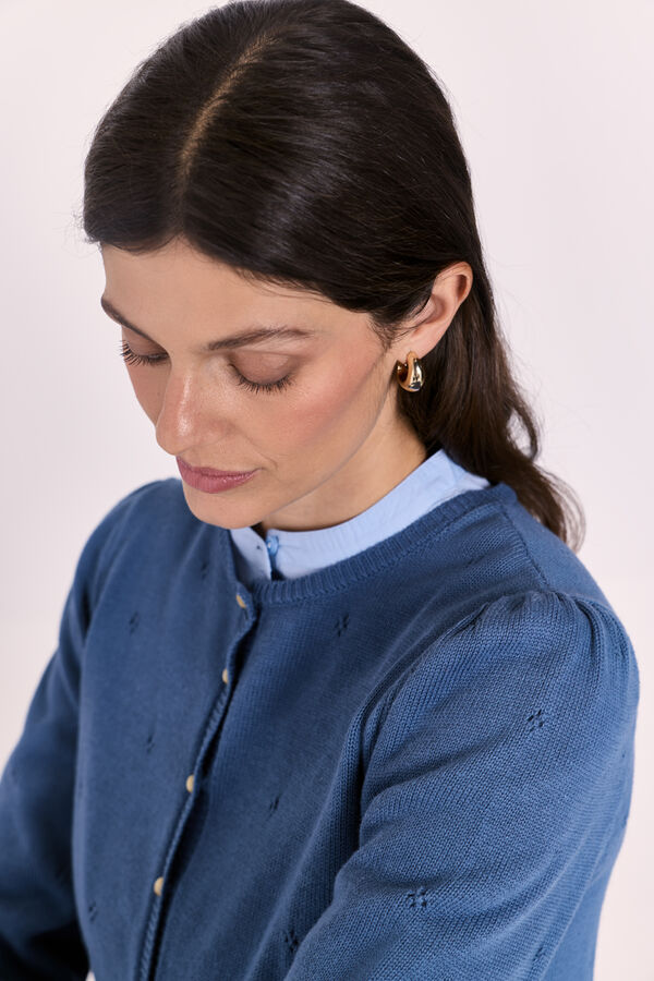 Milano Cardigan de punto manga abullonada Azul