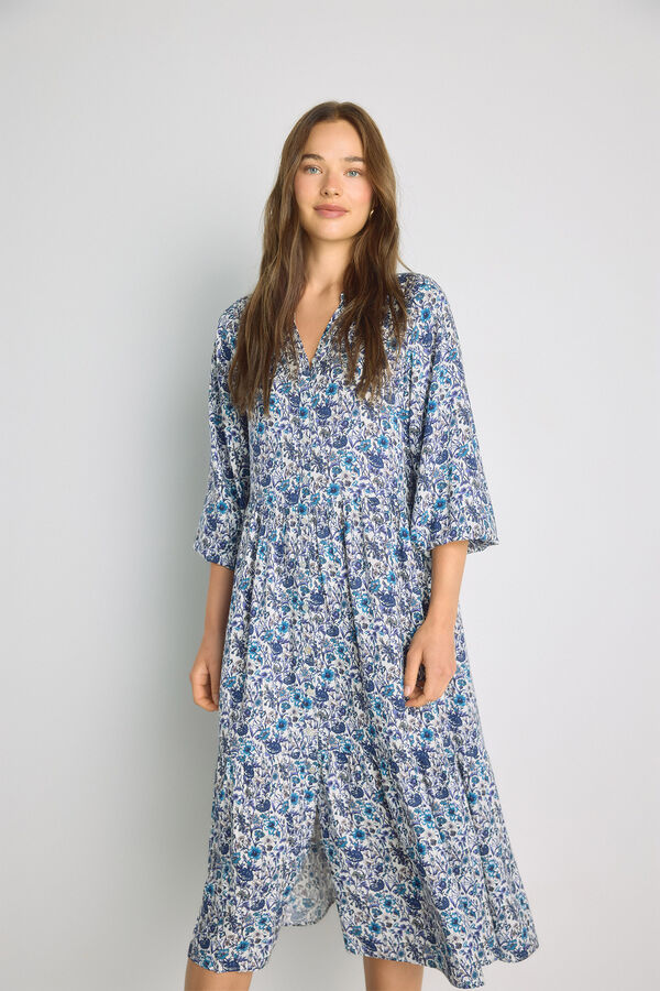 Milano Vestido com decote em bico Azul indigo