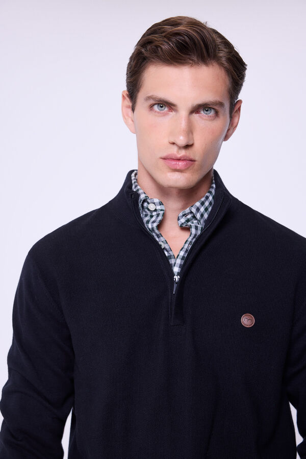 Milano Camisola de malha com meia fecho-éclair Preto