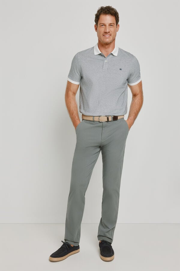 Pedro del Hierro Polo de riscas de manga curta Branco
