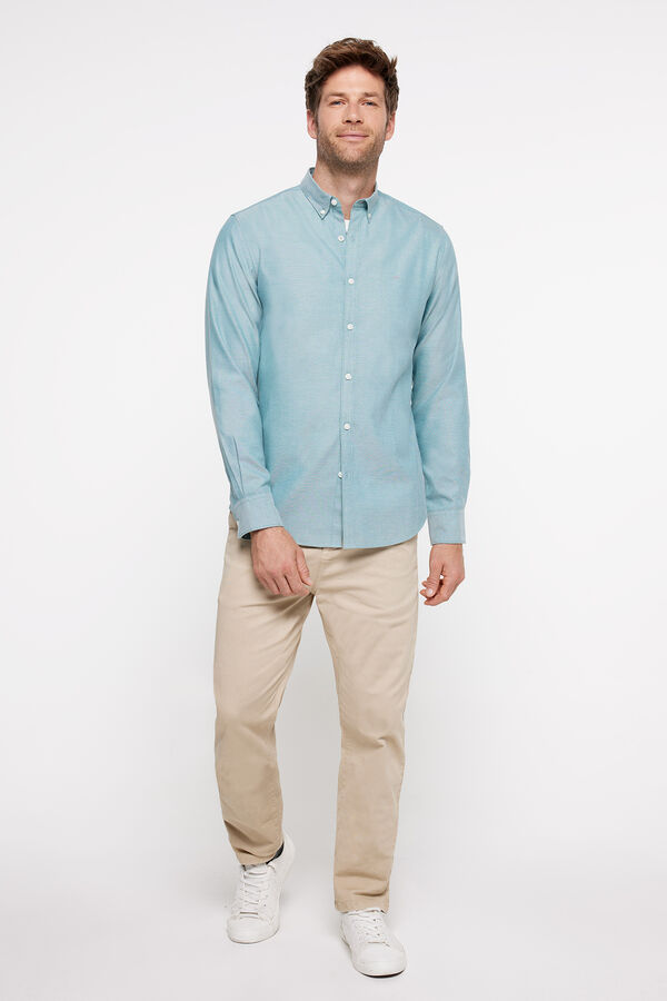 Milano Camisa oxford riscas Verde escuro
