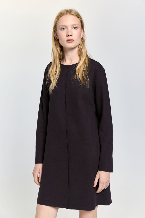 Milano Vestido básico de tecido plush Castanho