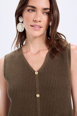 Milano malha de Colete com botões dourados Cáqui escuro