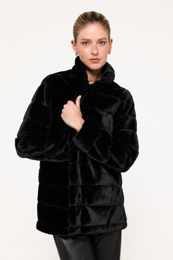 Milano Abrigo efecto piel vison Negro