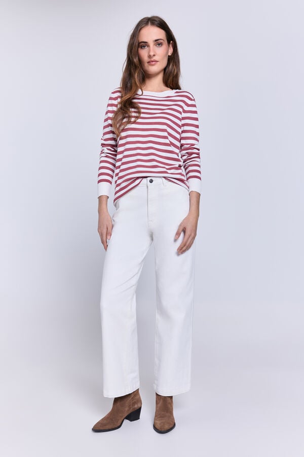 Milano Camisola riscas gola redonda Estampado verde