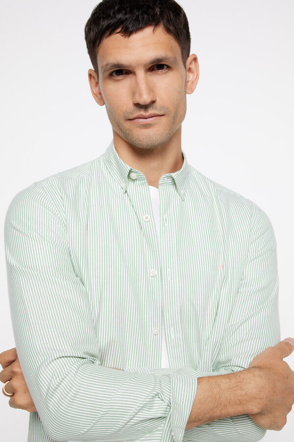 milano Camisa oxford riscas Estampado verde