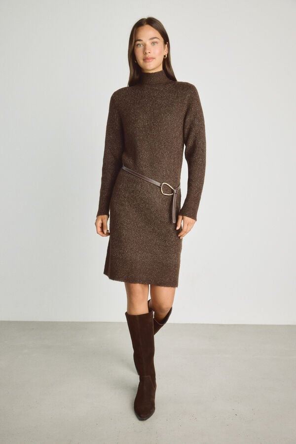Milano Vestido gola alta Camel