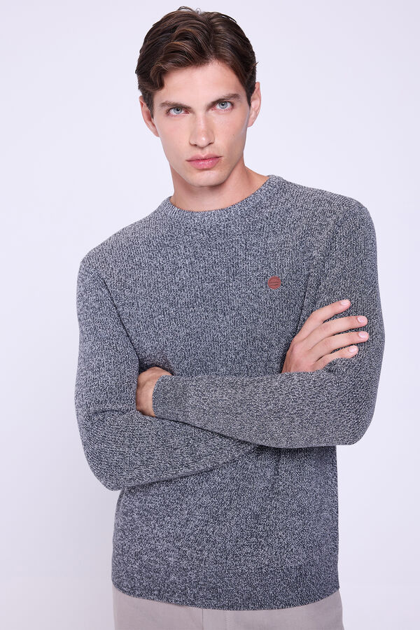 Springfield Camisola básico de gola redonda Cinzento oscuro