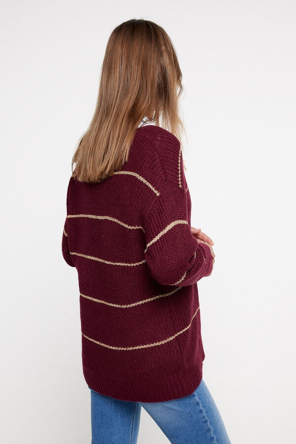 Milano Camisola riscas com l&uacute;rex Bordeaux