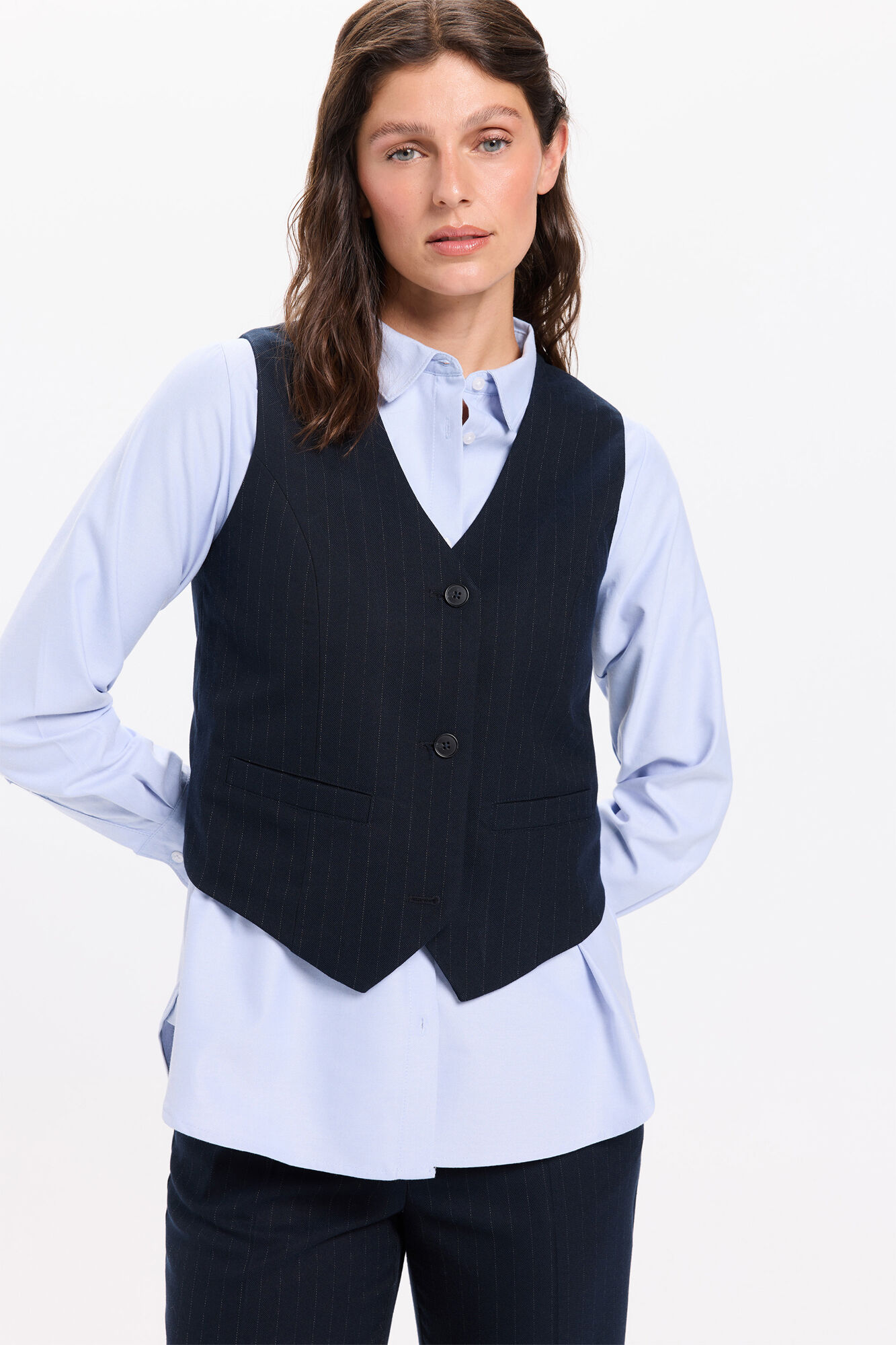 Milano Chaleco tipo sastre de raya diplom&aacute;tica azul marino