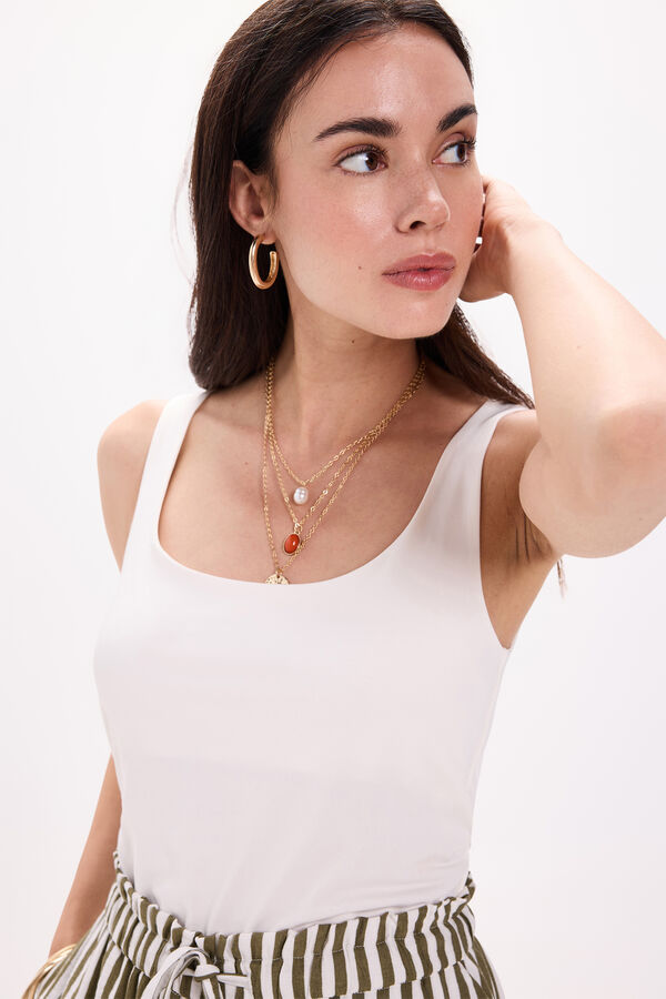 Milano Camiseta elástica com alças largas Branco