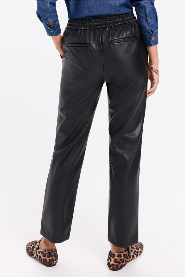 Milano Pantalón cintura elástica efecto piel Negro