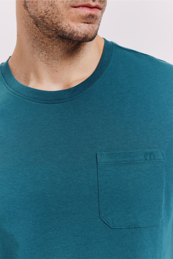 Milano Camiseta b&aacute;sica con bolsillo Azul
