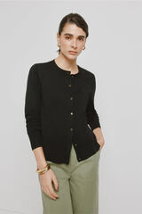 Milano Cardigan fino bot&otilde;es dourados Preto