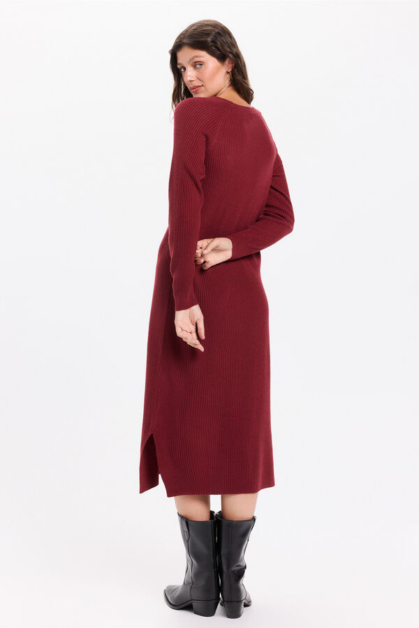 Milano Vestido midi de malha Bordeaux