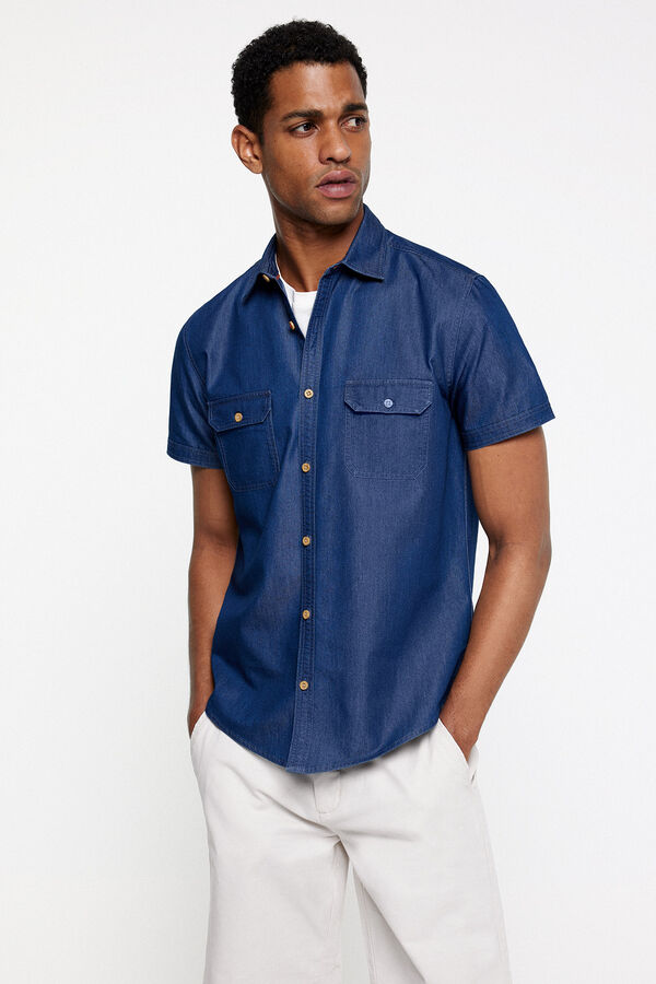 milano Camisa Denim Lisa Azul