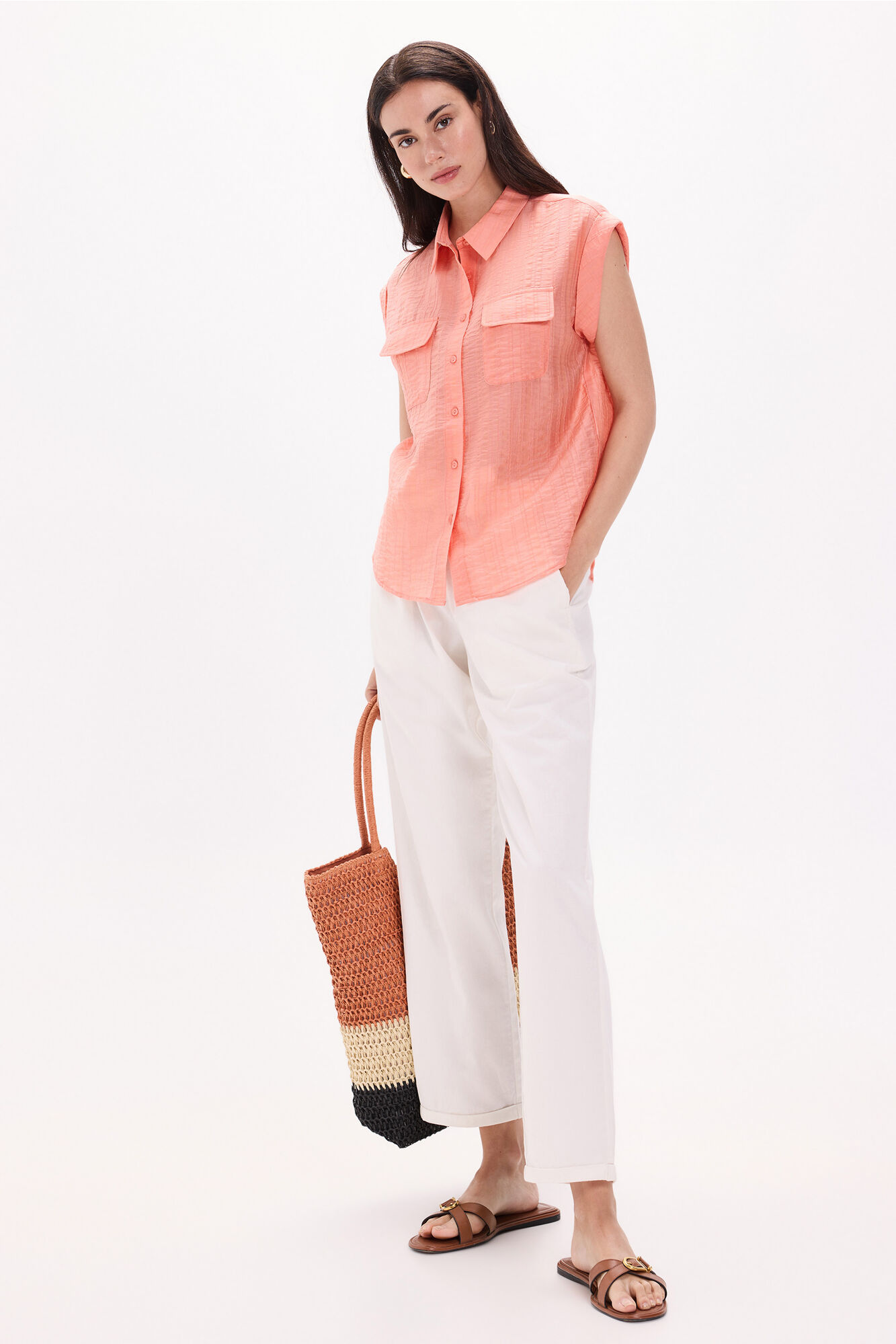 Milano Camisa fluida bolsillos