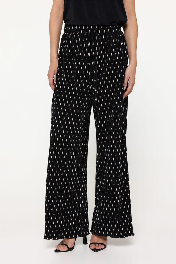 Milano Cal&ccedil;as Plissadas Preto