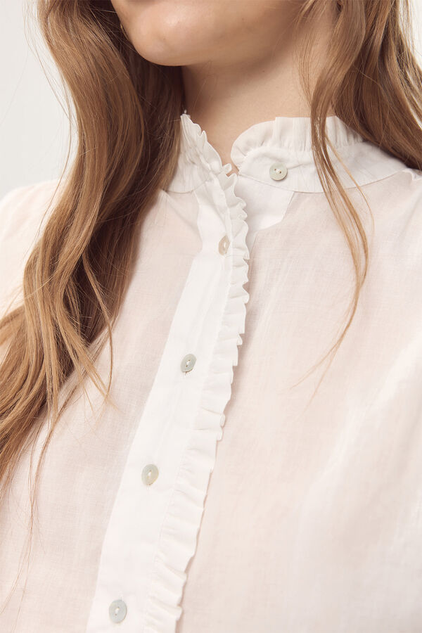 Milano Blusa de voile com folho Branco