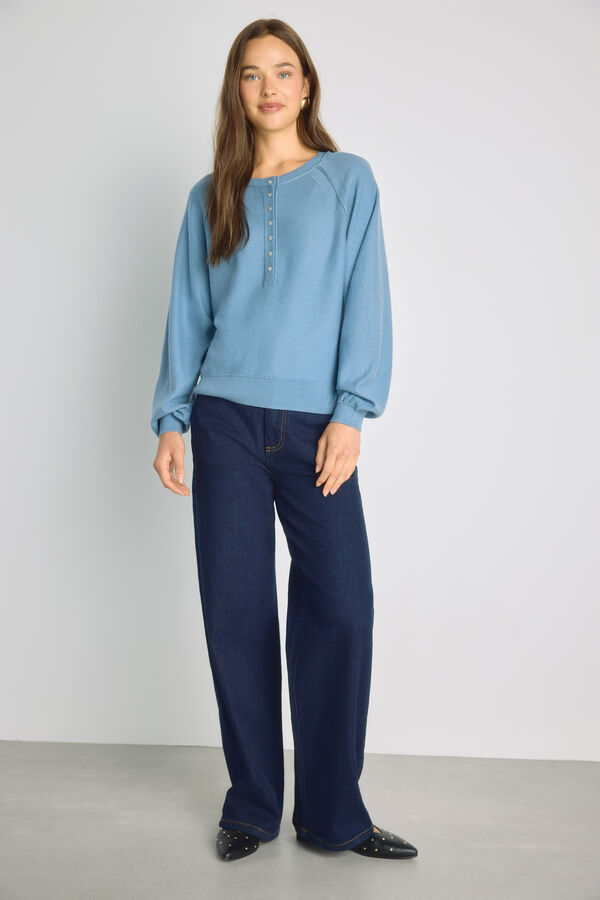 Milano Jersey cuello redondo con botones Azul Claro
