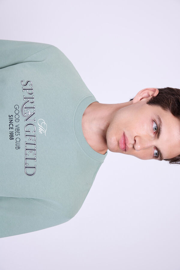 Springfield Sweatshirt com logo e gola redonda Verde