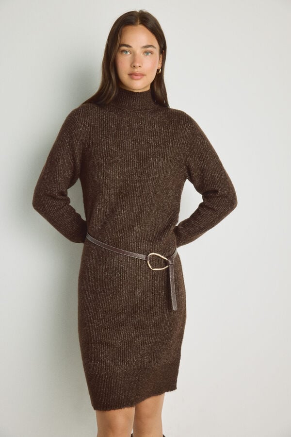 Milano Vestido gola alta Camel