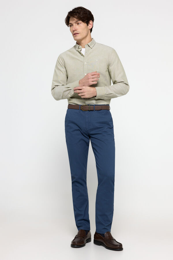 Milano Cal&ccedil;as Chino Falsa Estrutura Estampado azul